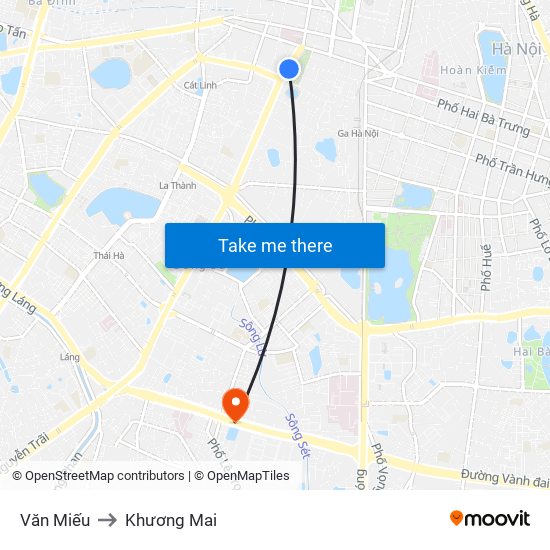 Văn Miếu to Khương Mai map