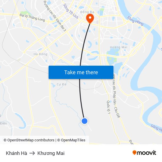 Khánh Hà to Khương Mai map