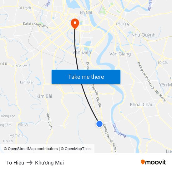 Tô Hiệu to Khương Mai map