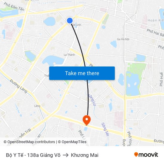 Bộ Y Tế - 138a Giảng Võ to Khương Mai map