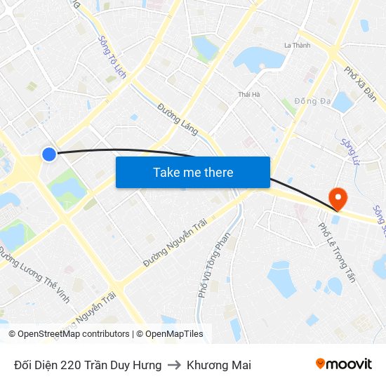 Đối Diện 220 Trần Duy Hưng to Khương Mai map