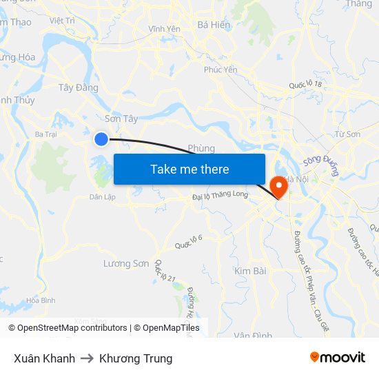 Xuân Khanh to Khương Trung map