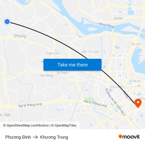 Phương Đình to Khương Trung map