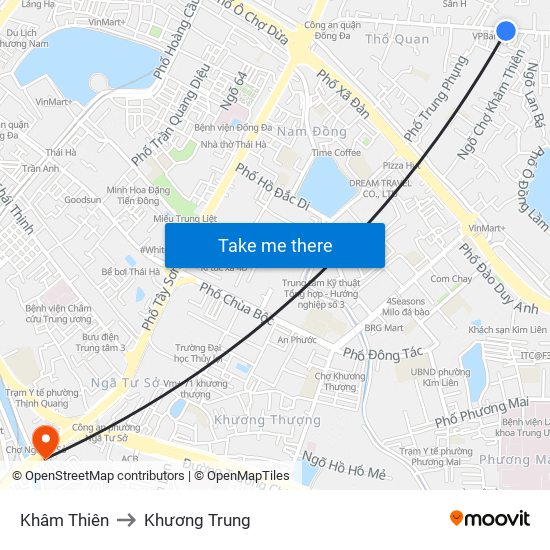 Khâm Thiên to Khương Trung map