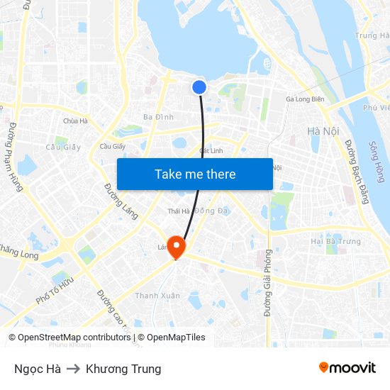 Ngọc Hà to Khương Trung map