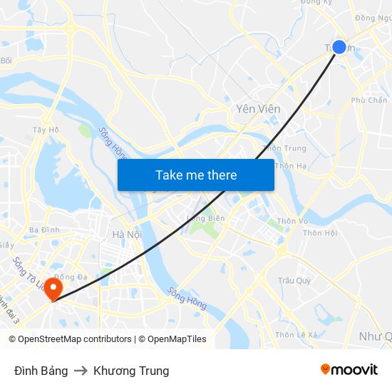 Đình Bảng to Khương Trung map