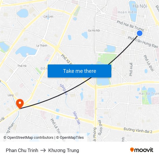 Phan Chu Trinh to Khương Trung map