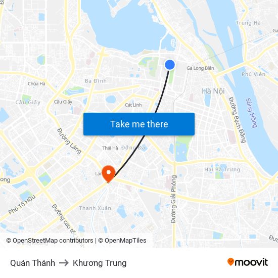 Quán Thánh to Khương Trung map