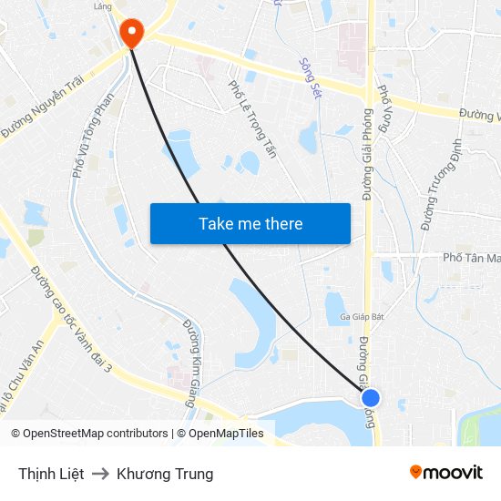 Thịnh Liệt to Khương Trung map