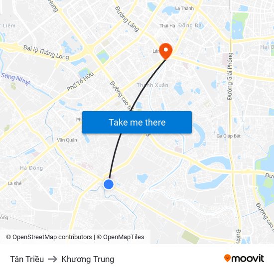 Tân Triều to Khương Trung map