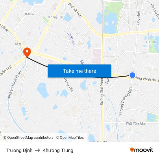 Trương Định to Khương Trung map