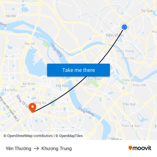 Yên Thường to Khương Trung map