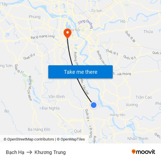 Bạch Hạ to Khương Trung map