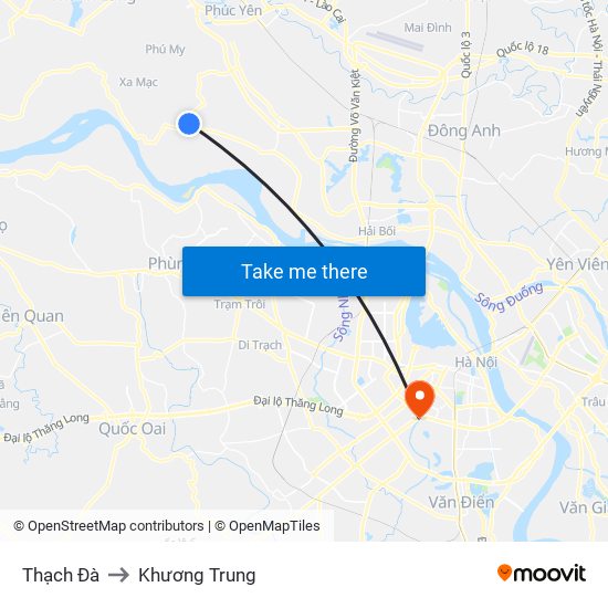 Thạch Đà to Khương Trung map