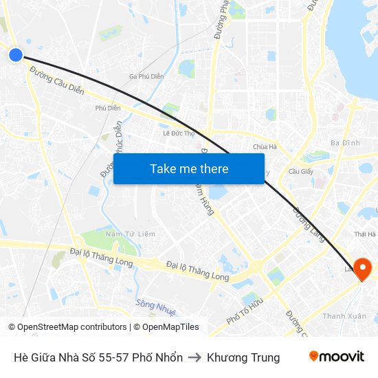 Hè Giữa Nhà Số 55-57 Phố Nhổn to Khương Trung map