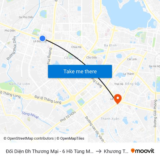 Đối Diện Đh Thương Mại - 6 Hồ Tùng Mậu (Cột Sau) to Khương Trung map