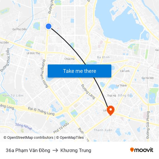 36a Phạm Văn Đồng to Khương Trung map