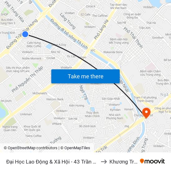 Đại Học Lao Động & Xã Hội - 43 Trần Duy Hưng to Khương Trung map