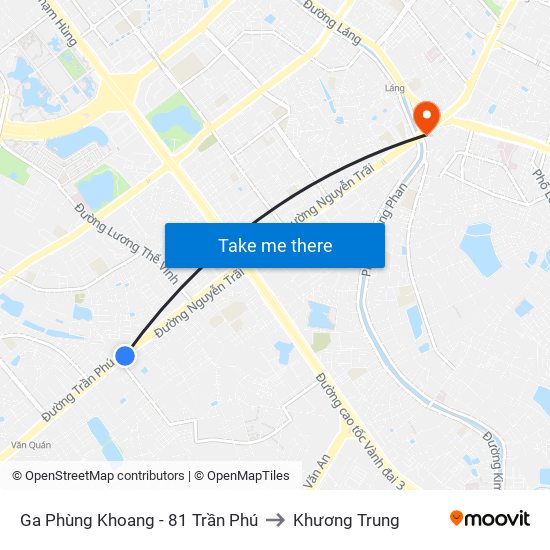 Ga Phùng Khoang - 81 Trần Phú to Khương Trung map