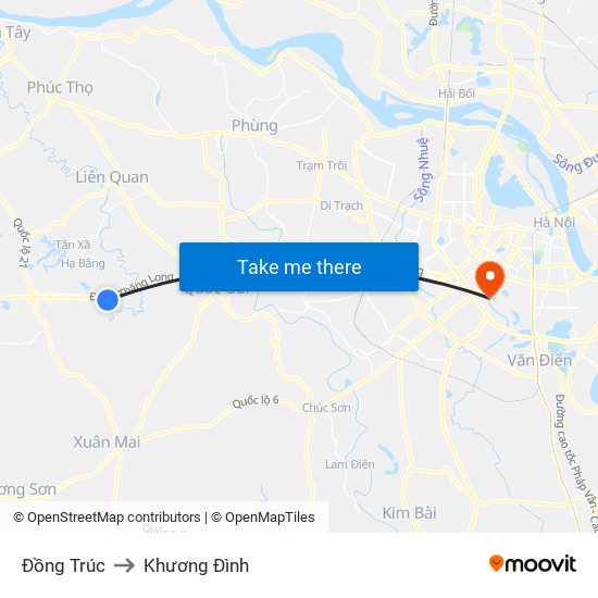 Đồng Trúc to Khương Đình map