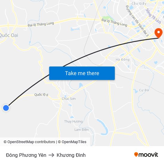 Đông Phương Yên to Khương Đình map