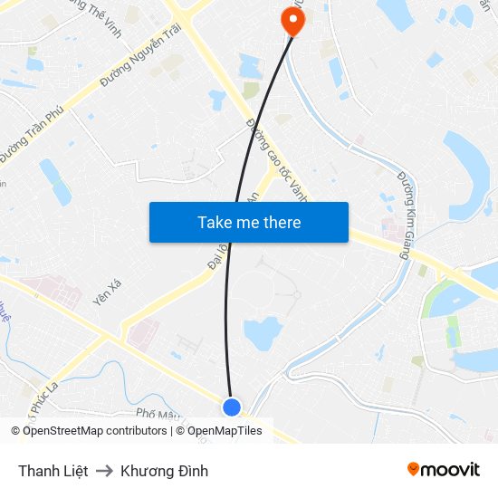 Thanh Liệt to Khương Đình map
