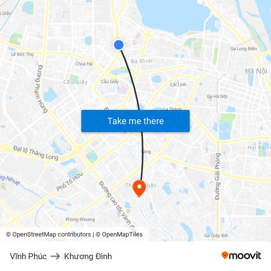 Vĩnh Phúc to Khương Đình map