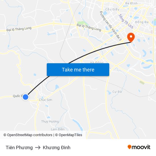 Tiên Phương to Khương Đình map