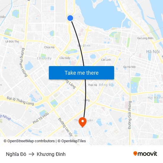 Nghĩa Đô to Khương Đình map