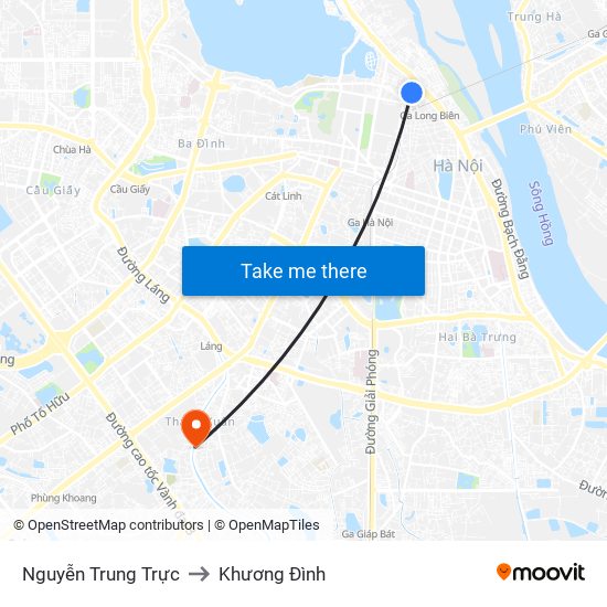 Nguyễn Trung Trực to Khương Đình map