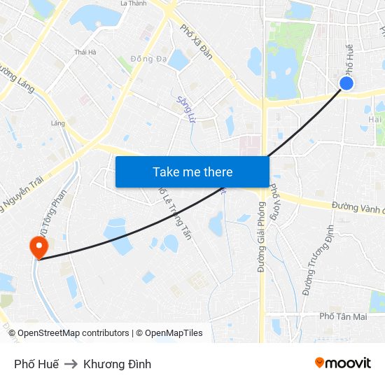 Phố Huế to Khương Đình map