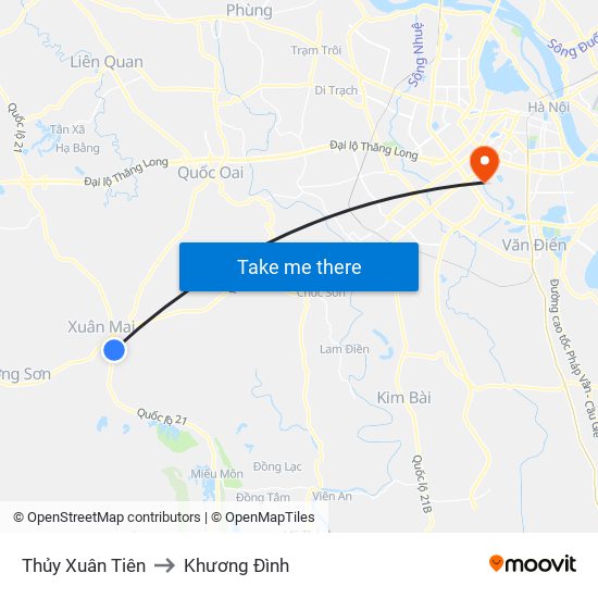 Thủy Xuân Tiên to Khương Đình map