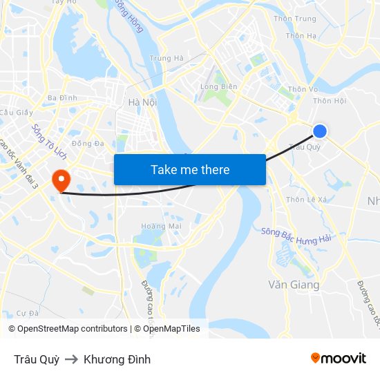 Trâu Quỳ to Khương Đình map