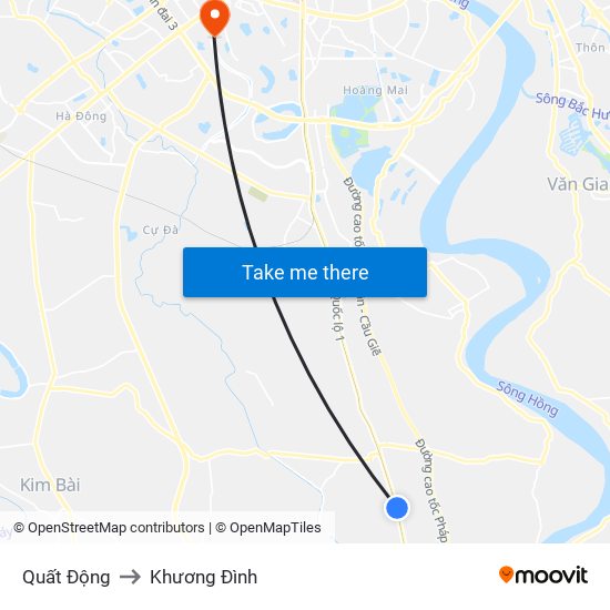 Quất Động to Khương Đình map