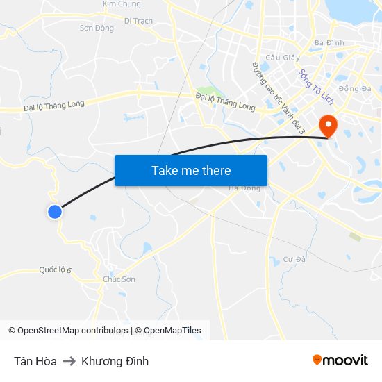 Tân Hòa to Khương Đình map