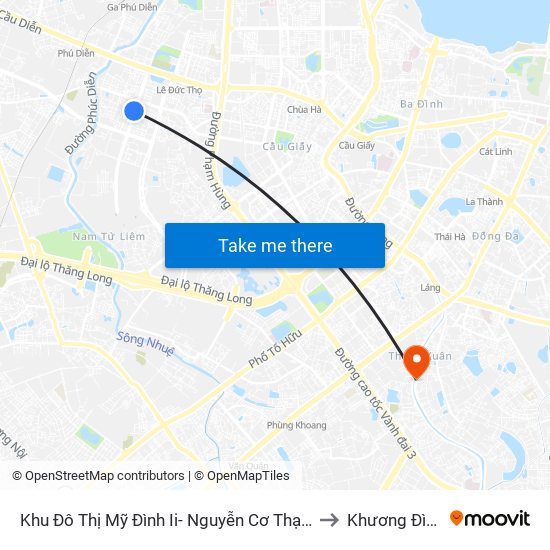 Khu Đô Thị Mỹ Đình Ii- Nguyễn Cơ Thạch to Khương Đình map