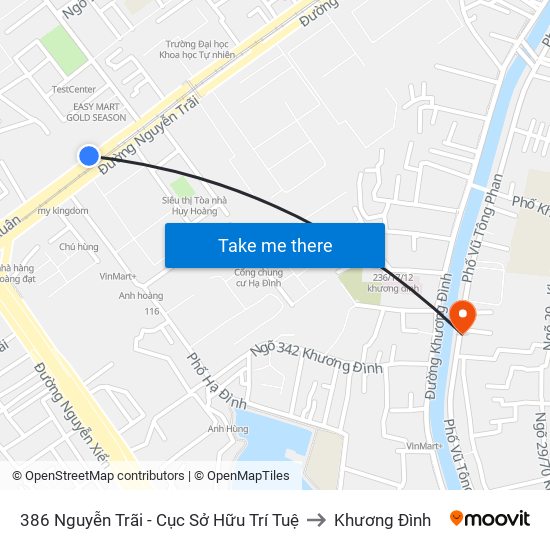 386 Nguyễn Trãi - Cục Sở Hữu Trí Tuệ to Khương Đình map