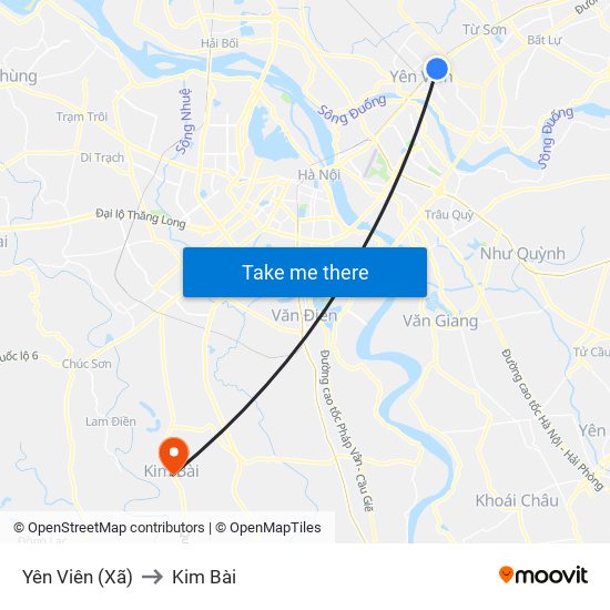 Yên Viên (Xã) to Kim Bài map