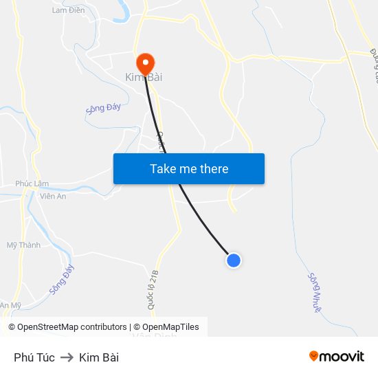 Phú Túc to Kim Bài map