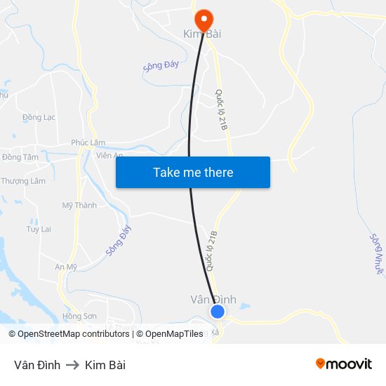 Vân Đình to Kim Bài map