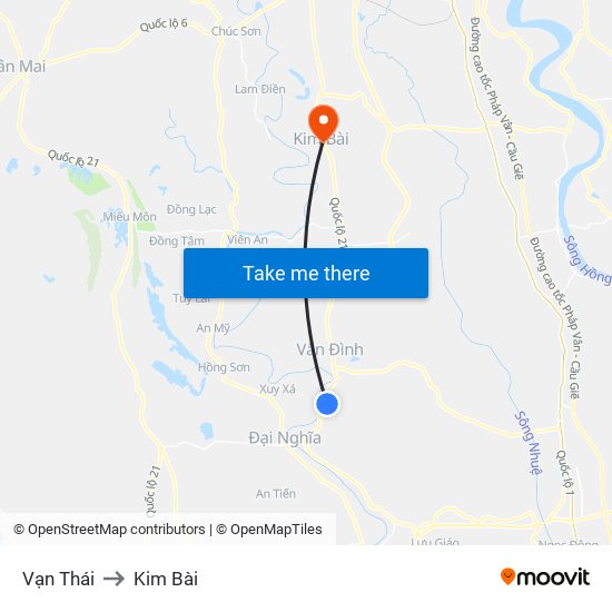 Vạn Thái to Kim Bài map