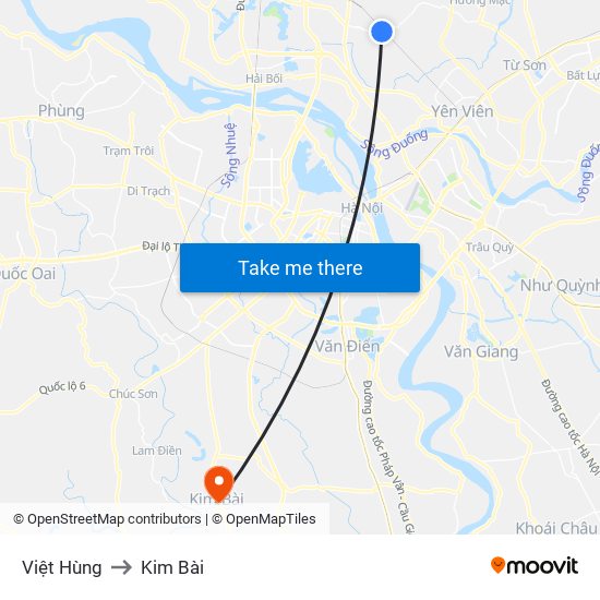 Việt Hùng to Kim Bài map