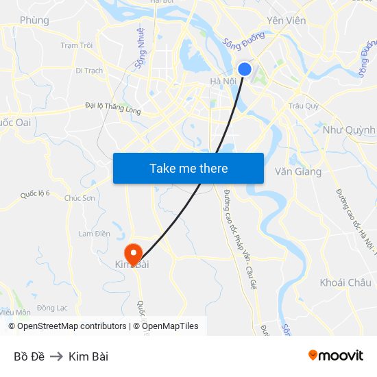 Bồ Đề to Kim Bài map