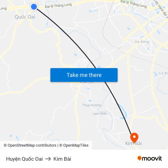 Huyện Quốc Oai to Kim Bài map