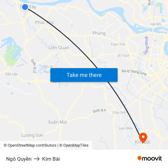 Ngô Quyền to Kim Bài map