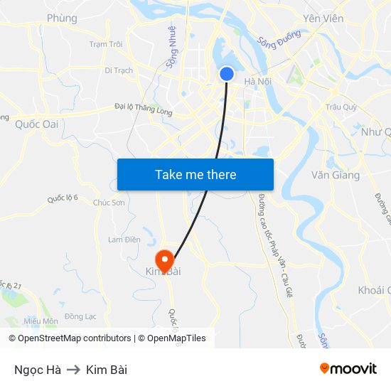 Ngọc Hà to Kim Bài map