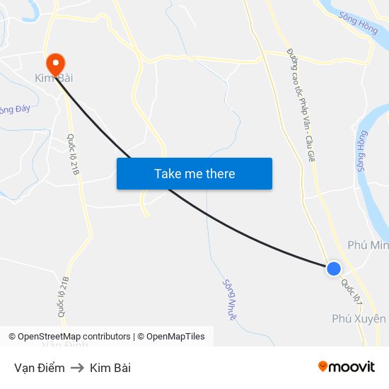 Vạn Điểm to Kim Bài map