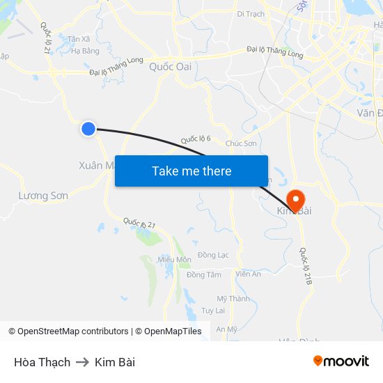 Hòa Thạch to Kim Bài map