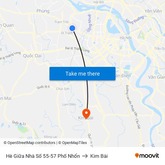 Hè Giữa Nhà Số 55-57 Phố Nhổn to Kim Bài map