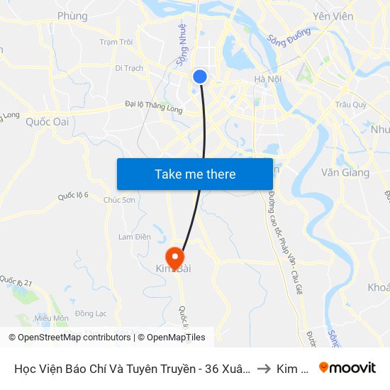 Học Viện Báo Chí Và Tuyên Truyền - 36 Xuân Thủy to Kim Bài map